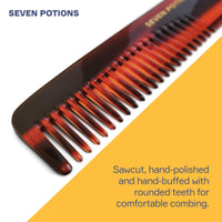 SEVEN POTIONS Seven Potions Beard Comb — Fine and Coarse-Tooth Comb for Men's Hair, Beard & Moustache — Handmade (14.5 cm / 5.7 inch)