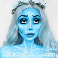 Go Ho Light Blue Cream Face Body Paint(2.37oz,70ml),Water Based Pale Blue Face Paint,Light Blue Makeup Face Painting Kit for Kids Party SFX Cosplay Costumes Festivals Halloween Makeup