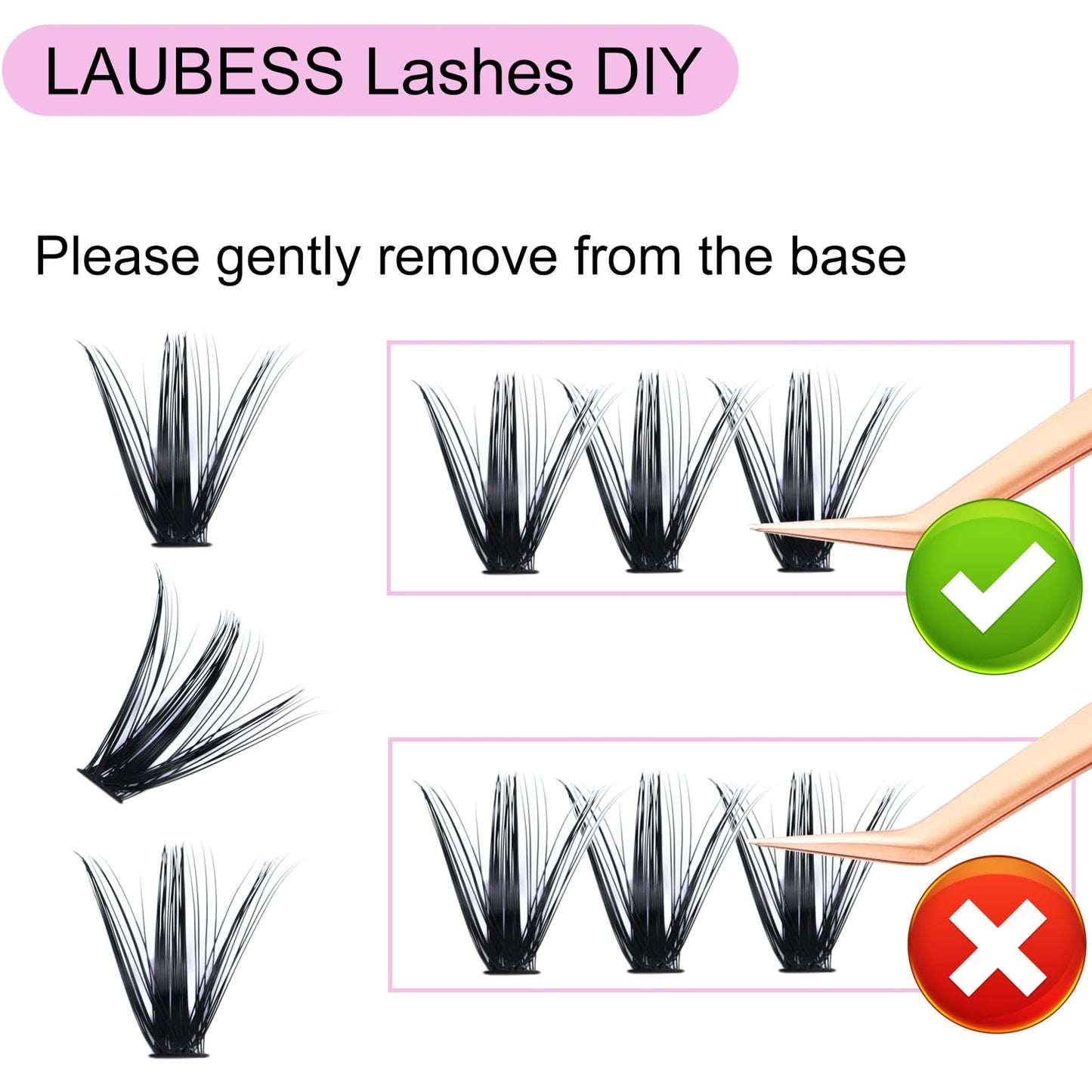 Individual Lashes 300 Pcs LAUBESS Lash Clusters Individual Eyelash Clusters Eyelash Extension Kit False Lashes Individual Cluster Lashes Mix (50D-0.07C-8-15mm)