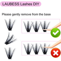 Individual Lashes 300 Pcs LAUBESS Lash Clusters Individual Eyelash Clusters Eyelash Extension Kit False Lashes Individual Cluster Lashes Mix (50D-0.07C-8-15mm)