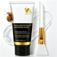 Dvoevivh Collagen Night Wrapping Mask Snail Mucin Korean Skincare Collagen Face Mask Overnight No-rinse Facial Overnight Sleeping Mask Hydration Reduces Wrinkle Improves Skin Elasticity 75ml (Brush Included)