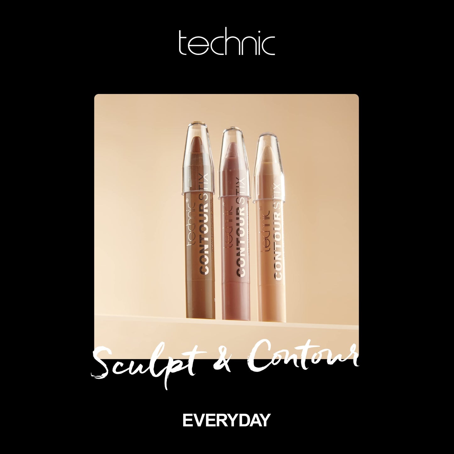 Technic Contour Stix Cream Contour Set - Pack Of 3 Contouring, Concealing and Highlighting Crayons - Easy to Use, Ultra Creamy Formula That Goes on Smoothly To Shape, Define and Sculpt Your Features