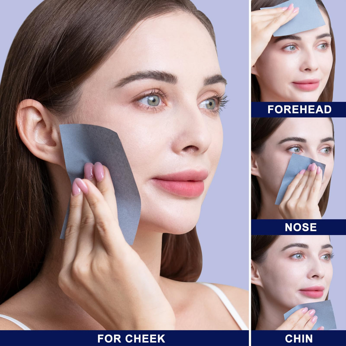 Teenitor 800 Counts Natural Bamboo Charcoal Blotting Paper for Oily Skin, Oil Blotting Sheets for Face Oil Absorbing Sheets for Women Men, Cosmetic Blotting Papers Oil Control Film, Large 10 x 7cm