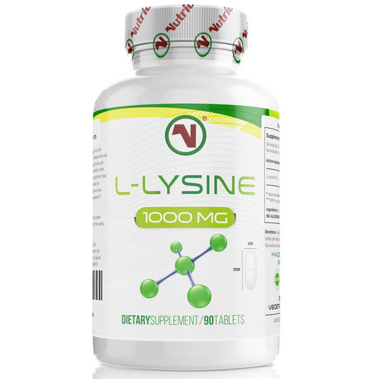 Nutriodol L-Lysine x 90 1000mg Tablets | Smallest Possible 19mm Formula | Easier to Swallow and Quicker to Absorb - Suitable for Vegetarian and Vegan. (90)