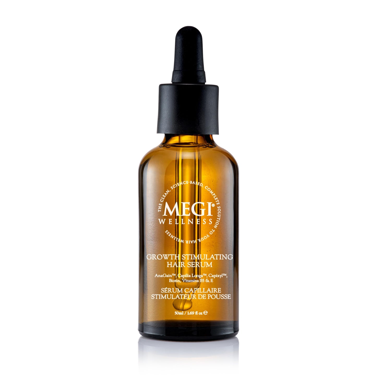 MEGI Hair Growth Serum Oil with AnaGain™, Capilia Longa™, Capixyl™,Biotin, and Vitamins - Potent Leave-In Vegan Hair Oil to Reduce Hair Loss, Prolong Follicle Life Cycle & Restore Vitality (50ml)