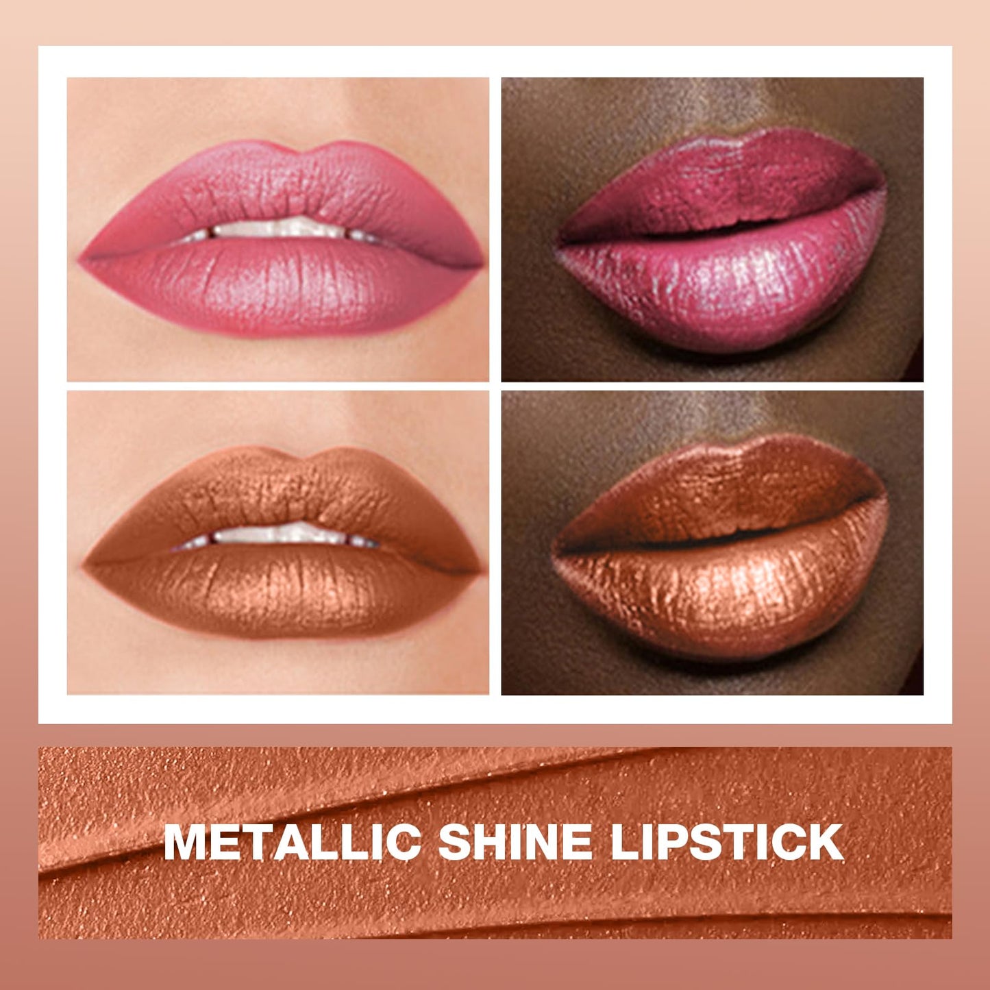 XINYUNXIN Beauty Searcher Metallic Shine Lipstick Makeup for Woman Velvet Matte Lipsticks Moisturizing No-Stick Cup Lip Makeup, Long Lasting 24H Waterproof Shine Lip Gloss (#5)