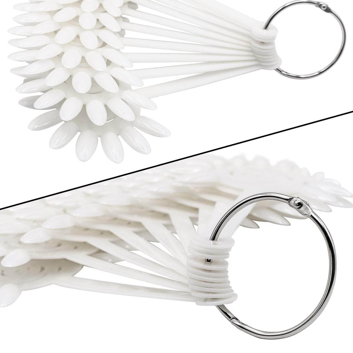 By Vixi Flower Nail Swatch Holder – 120 Fan Tips on Metal Ring | Premium Nail Colour Display for Gel, Acrylic & Polish – Rotating 360° Salon Organizer
