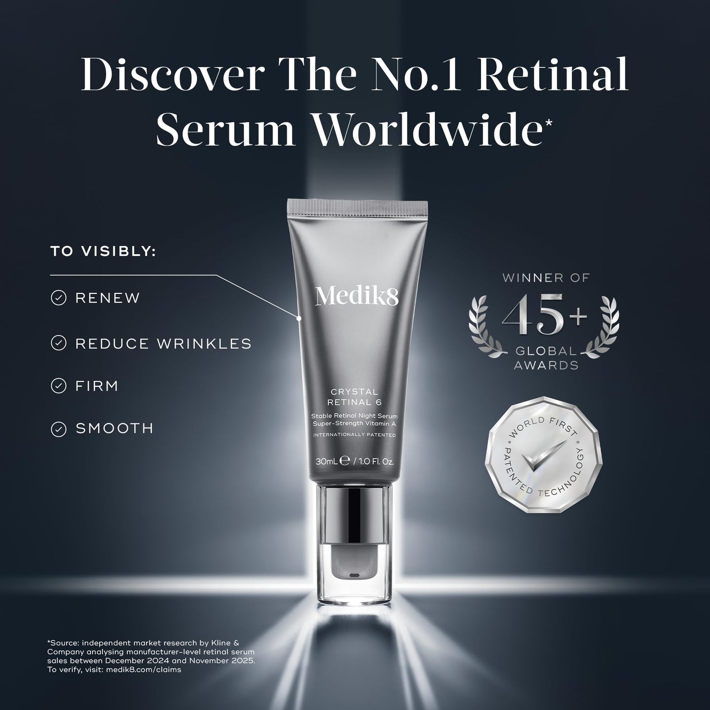 Medik8 Crystal Retinal 6 - Age-Defying Retinal Night Serum - Improves Wrinkles & Skin Firmness- 0.06% Retinal Strength - 11x Faster than Retinol - For Regular Vitamin A Users - 30ml