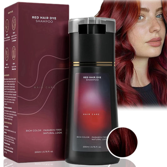 Xinyig Red Hair Care Instant Dye Shampoo,Hair Dye Shampoo Women,Polar Hair Dye Shampoo,Colouring Shampoo for Women,Anti Grey Shampoo,3 in 1 Instant Hair Dye Shampoo,Long Lasting Hair Color Shampoo(Red)