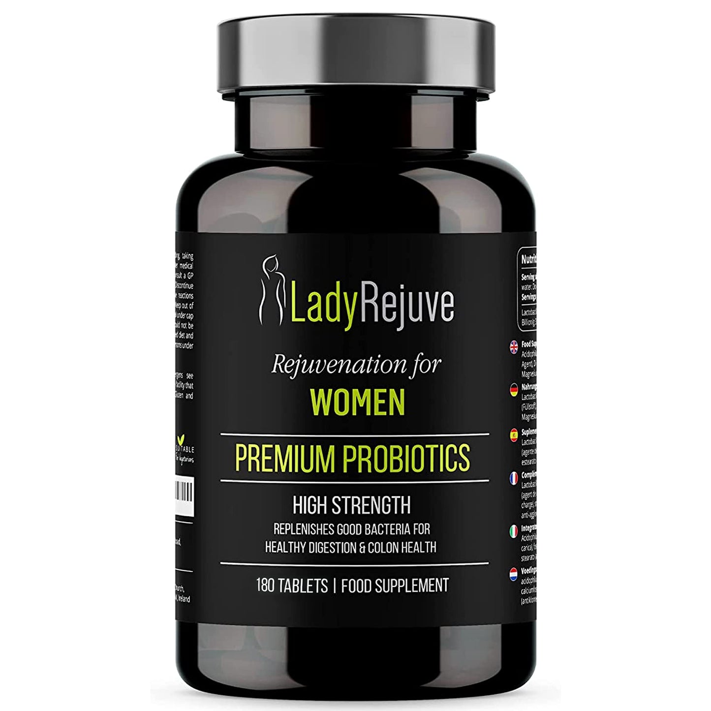 LadyRejuve Premium Probiotics | 180 Vegan Tablets (3 Month Supply) | 10 Billion CFU - Specially Formulated Probiotics for Women | Gut Health Supplements | Provides Constipation Relief for Adults