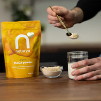 Naturya Organic Maca Powder - High Altitude Peruvian Superfood, Rich in Riboflavin and Iron, Supports Energy and Immunity, Sweet Malty Flavor, Gluten-Free, Vegan, Kosher - 300g