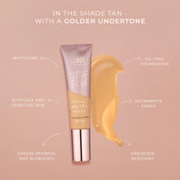LUNA BY LISA JORDAN LUNA Matte Foundation in TAN Shade - Contains Vitamin E and SPF15 - Oil-Free Face Foundations with Golden Undertone - Suitable for Oily and Sensitive Skin