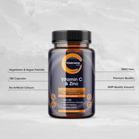 Clearwave Health Vitamin C and Zinc Capsules - Vitamin C 1200mg & Zinc 25mg- Vitamin C & Zinc for Maintenance of Normal Immune System - 180 Vegan Vitamin C & Zinc Capsules (not Tablets) - 2 per Daily Serving