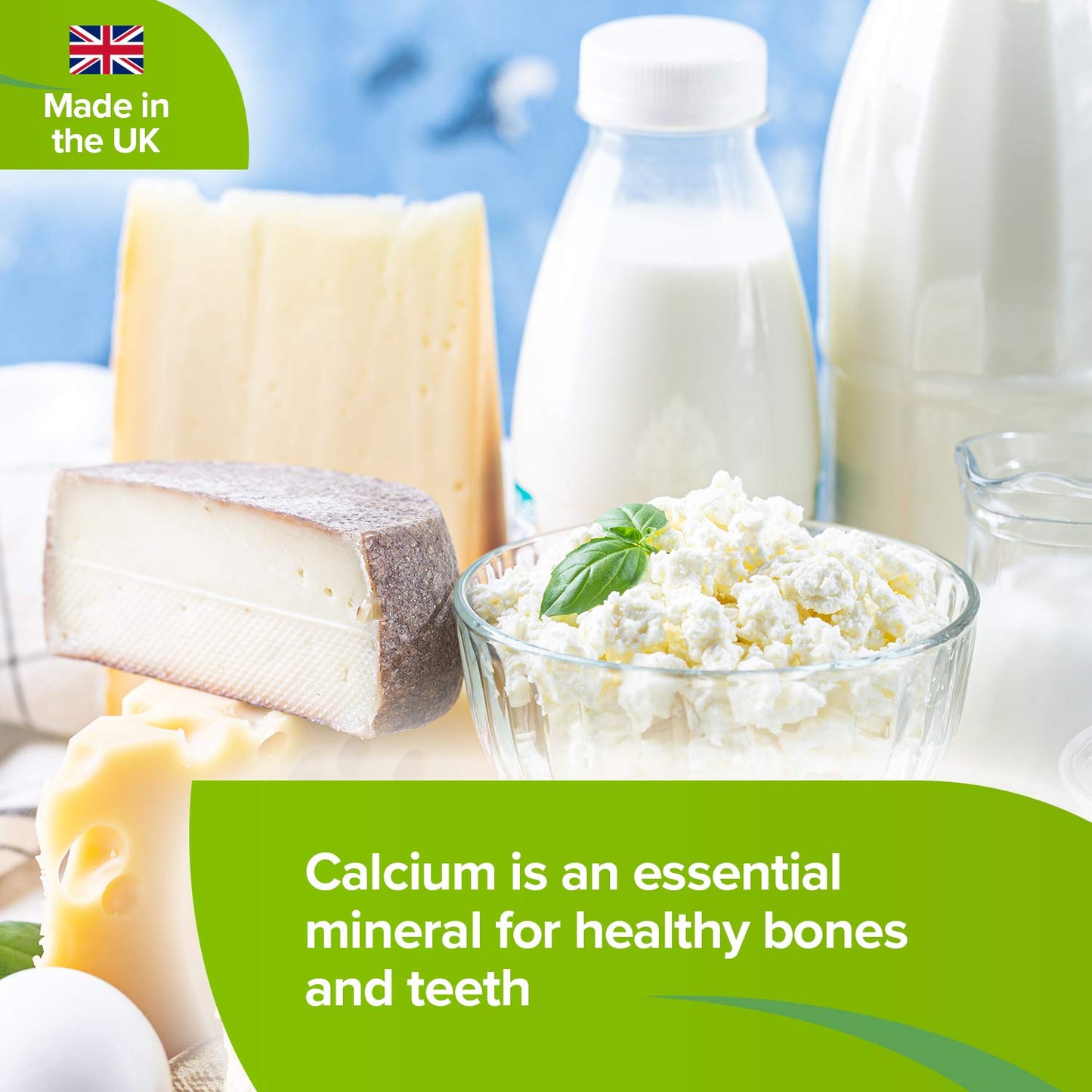 Lindens - Calcium 400mg with Vitamin D3-100 Tablets - UK Made - Contributes to Normal Muscle Function, Bones, Teeth and Digestion - Letterbox Friendly