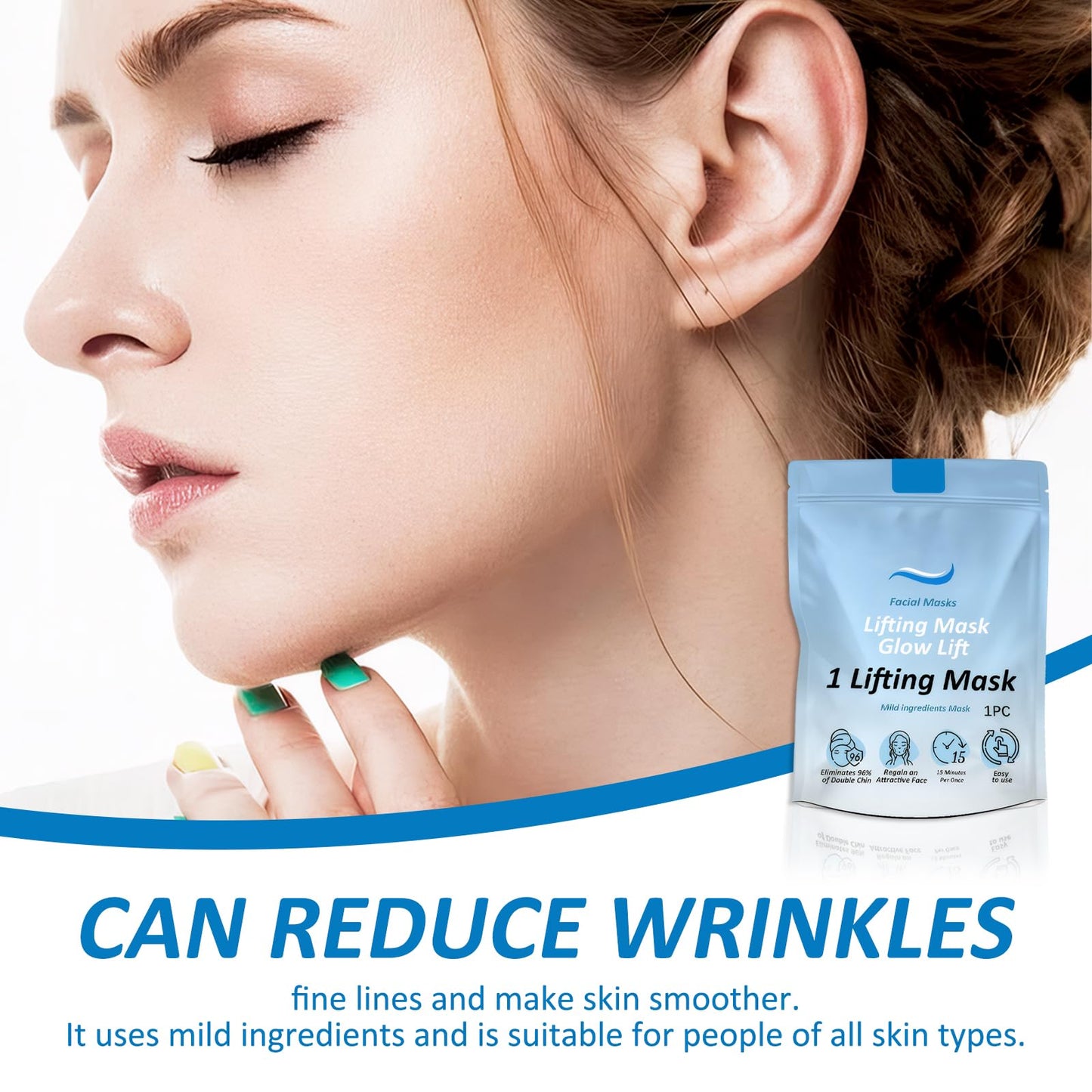 ExcellaElite 3 Pcs of V Line Face Lifting Chin Mask Strap for Double Chin Lifting Mask Multiple Active Ingredients Firming Skin Lifting Facial Skin