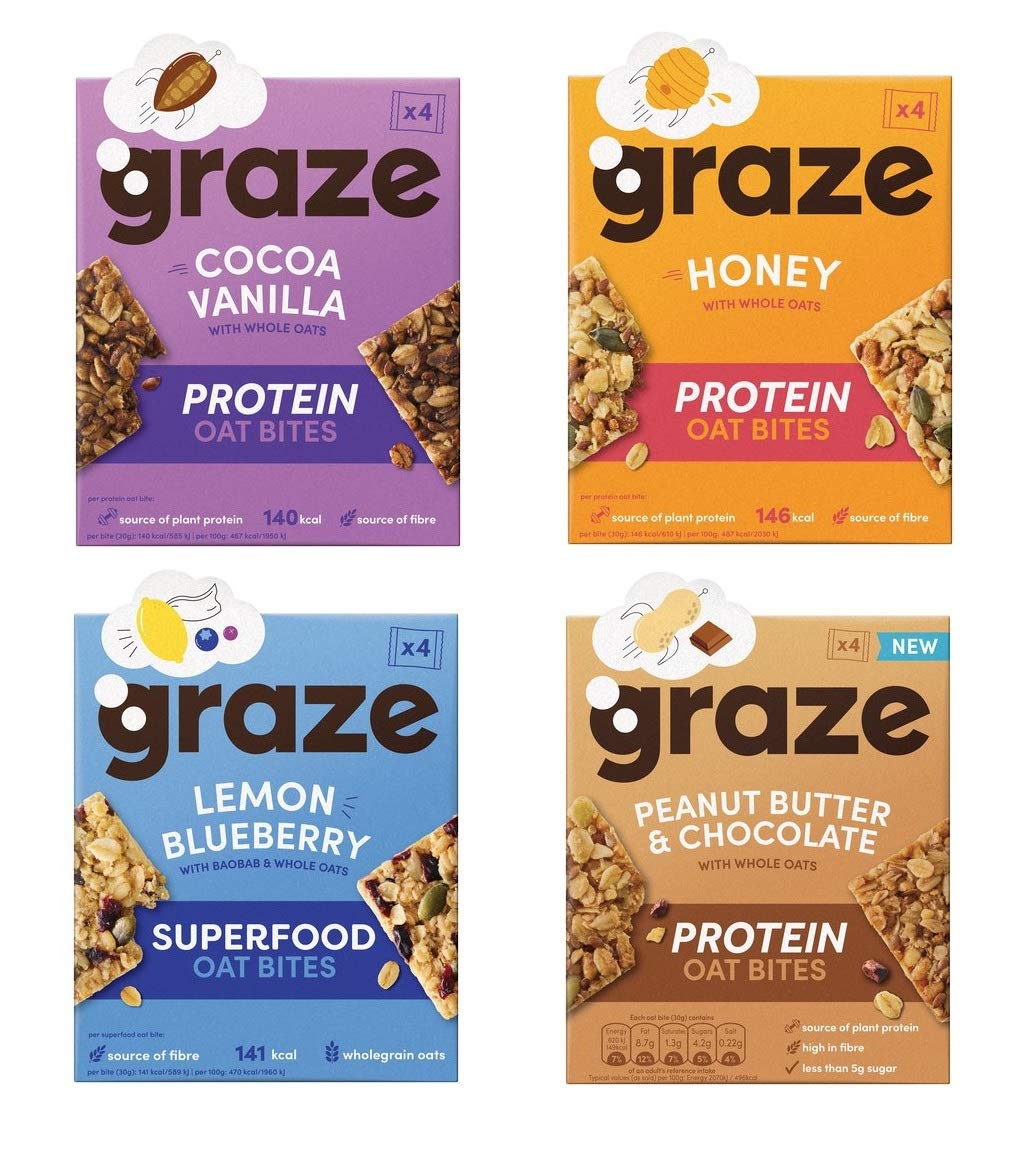 Graze Nuts Graze Oat Bites WOW Bakes Nutty Protein Power Variety (Box - Pack of 4)