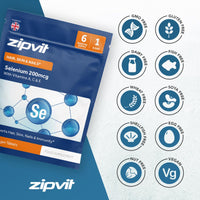 Zipvit Selenium 200mcg with Vitamins A, C, E Pouch. 180 Vegan Tablets. Supports Normal Thyroid, Skin, Hair & Nails, Immune System, and Antioxidant Protection. 6 Month Supply. UK Supplier.