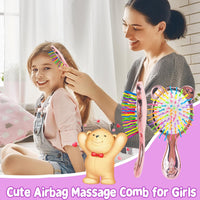 Cosysparks Toddler Hair Brush Girl, 3 Pcs Detangler Brush and Comb Set Mini Hair Brush Cute Kids Detangle Hair Brush Pocket Airbag Comb Massage Comb for Girls Wet Dry Hair (Pink)