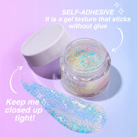 LANGMANNI Holographic Body Glitter Gel for Body, Face, Hair and Lip.Color Changing Glitter Gel Under Light. Vegan & Cruelty Free-1.35 oz (8# Golden Starlight)
