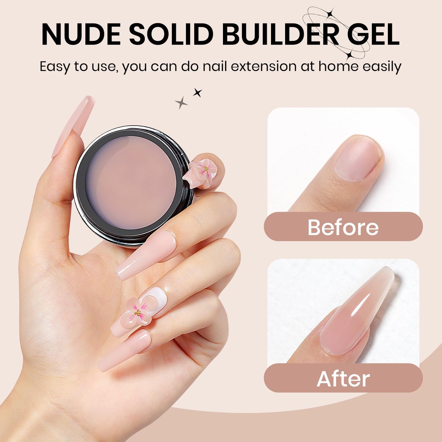 SUPWEE Solid Builder Gel Nail 14g Nude Non-sticky 3D Sculpture Gel for Carving Patterns Decoration Nail Strengthen Soak Off Nail Art Salon Hom