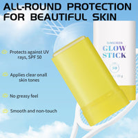 Sunblock Stick, Sun Stick SPF 50 Face, Effectively Blocks UV Rays, Small and Portable, Waterproof, Non-greasy, No Residue, Suitable for All Skin Types