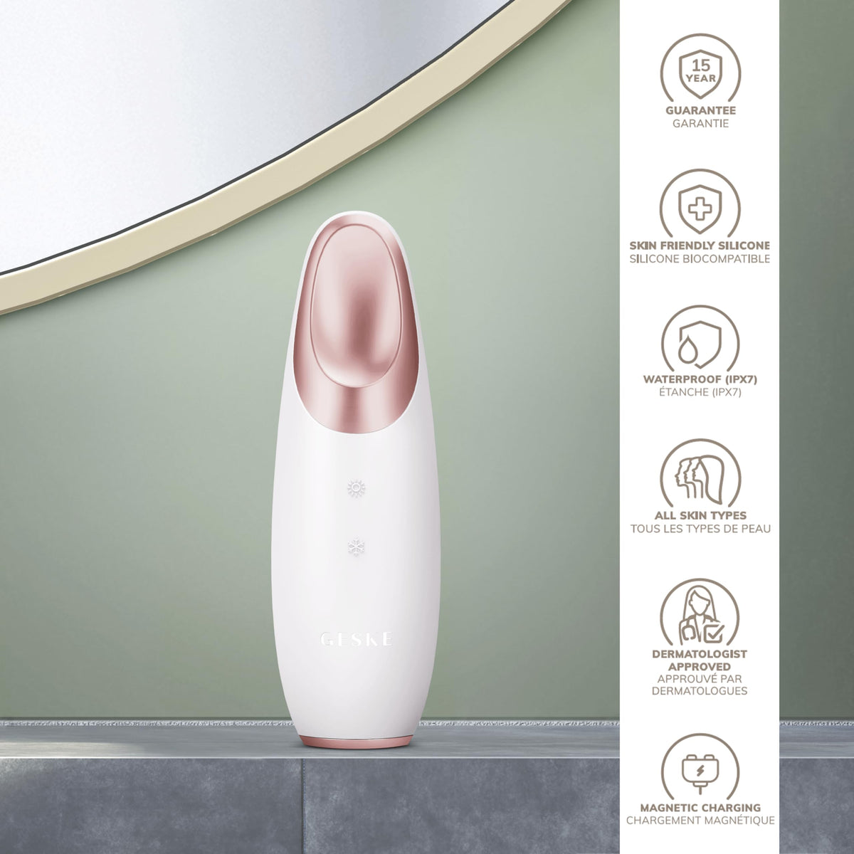 GESKE SmartAppGuided™ Warm & Cool Eye Energizer | 6 in 1 | Heated eye massager | Combat dark circles & under-eye bags | Refresh droopy eyelids | Anti-stress & relaxation | Sonic massaging