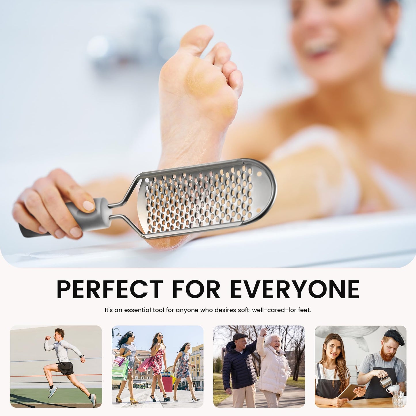 BEZOX Pedicure Foot File Foot Scraper For Hard Skin (XL Size) -Hard Skin Remover Used on Wet or Dry Feet- Huge Plane Surface Foot scrubber For Soft & Smooth Heels(Grey)