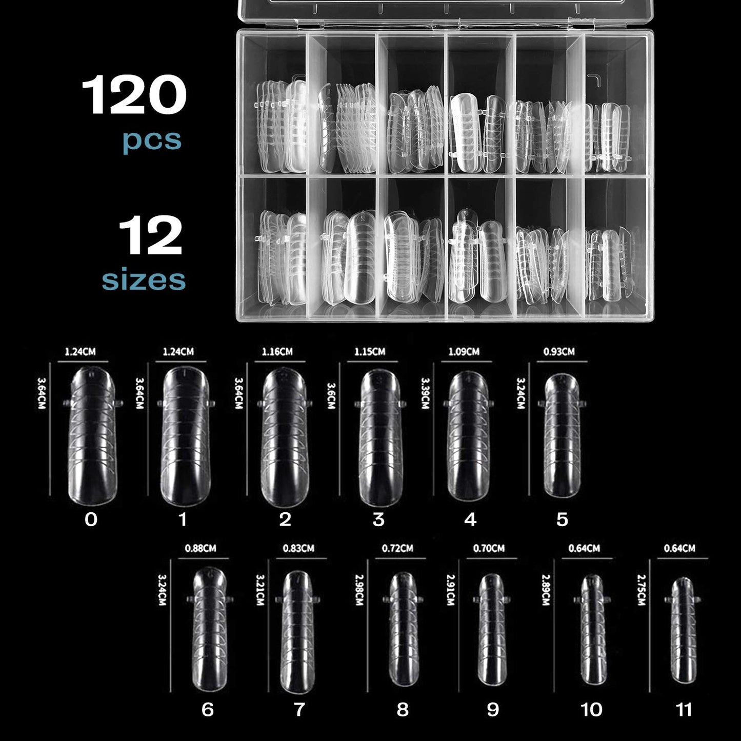 Mylee Dual Nail Forms - 12 Sizes to choose from - Reusable, 120 nail forms for multiple applications - Acrylic Nail Molds, For Polymer Gel Nail Extension