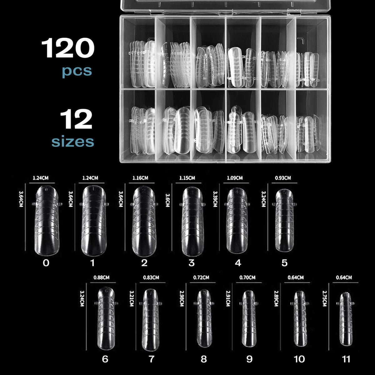 MYLEE Mylee Dual Nail Forms - 12 Sizes to choose from - Reusable, 120 nail forms for multiple applications - Acrylic Nail Molds, For Polymer Gel Nail Extension