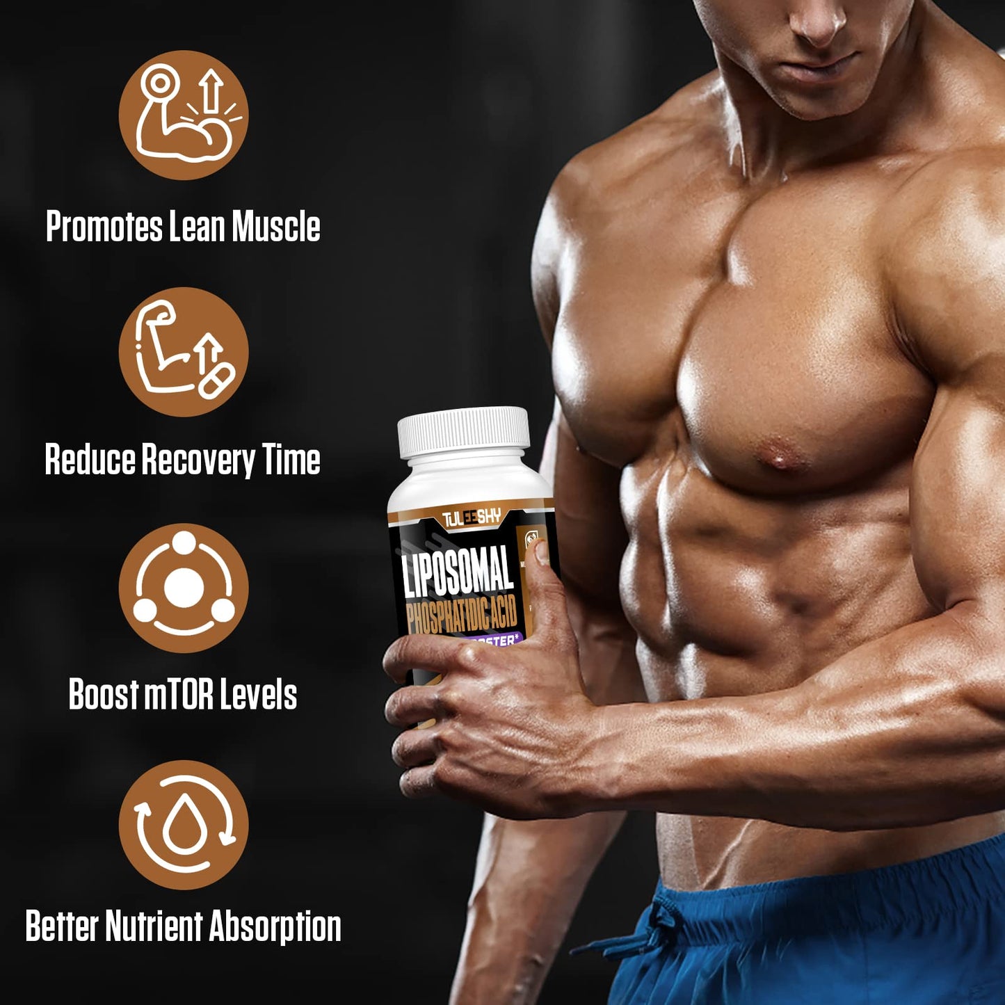 Liposomal Phosphatidic Acid (PA) 700mg with HMB, L-Leucine&Vitamin D3, Muscle Builder, Boost mTOR Build Mass and Strength Max Absorption Supplements (60 Count(Pack of 1))