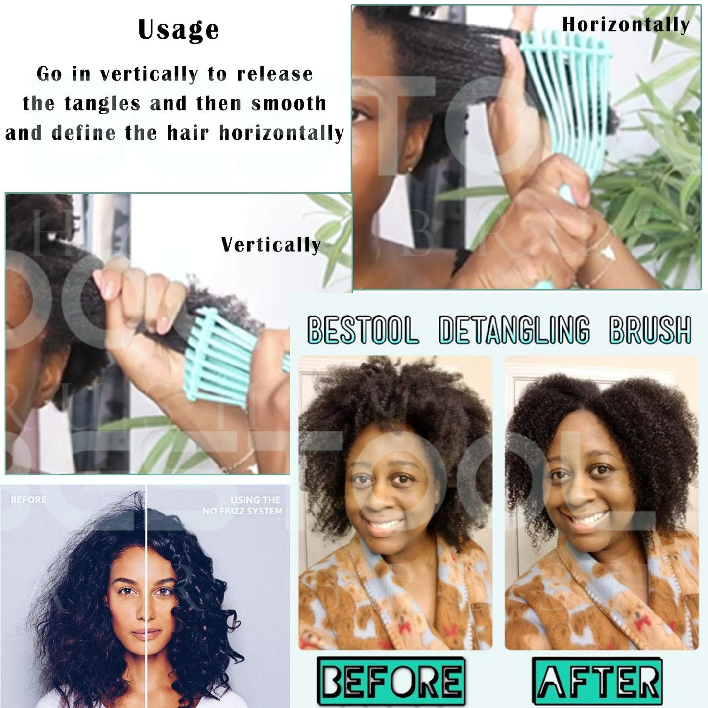 BESTOOL Detangle Hair Brush, Detangling Brush for Black Natural Hair Curly Afro 3/4abc Texture, Curly Hair Brush Faster and Easier Detangle Wet or Dry Hair with No Pain (Green)