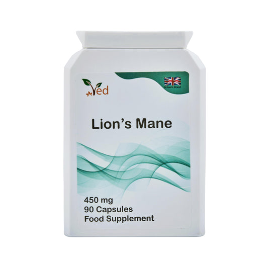 VED Ved Lion’s Mane Supplement 450mg, Lion's Mane Mushroom 15:1 Extract 90 Capsule (3 Months Supply)