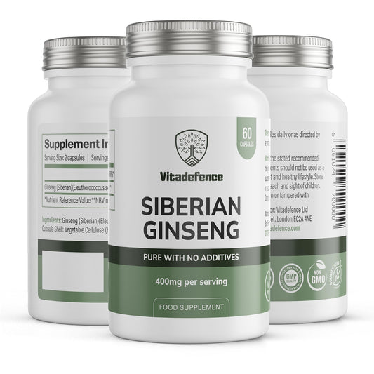 Vitadefence Siberian Ginseng Capsules, 400mg per Serving, 60 Capsules, Pure with No Additives