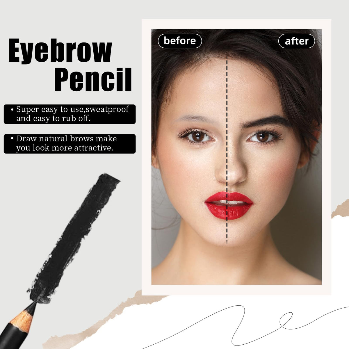 Go Ho 12 PCS Black Eyebrow Eyeliner Pencil Set, Waterproof Eyebrow Pencil,Long-lasting Sweat-proof Eyeliner Makeup Brow Tint Pen（Black）