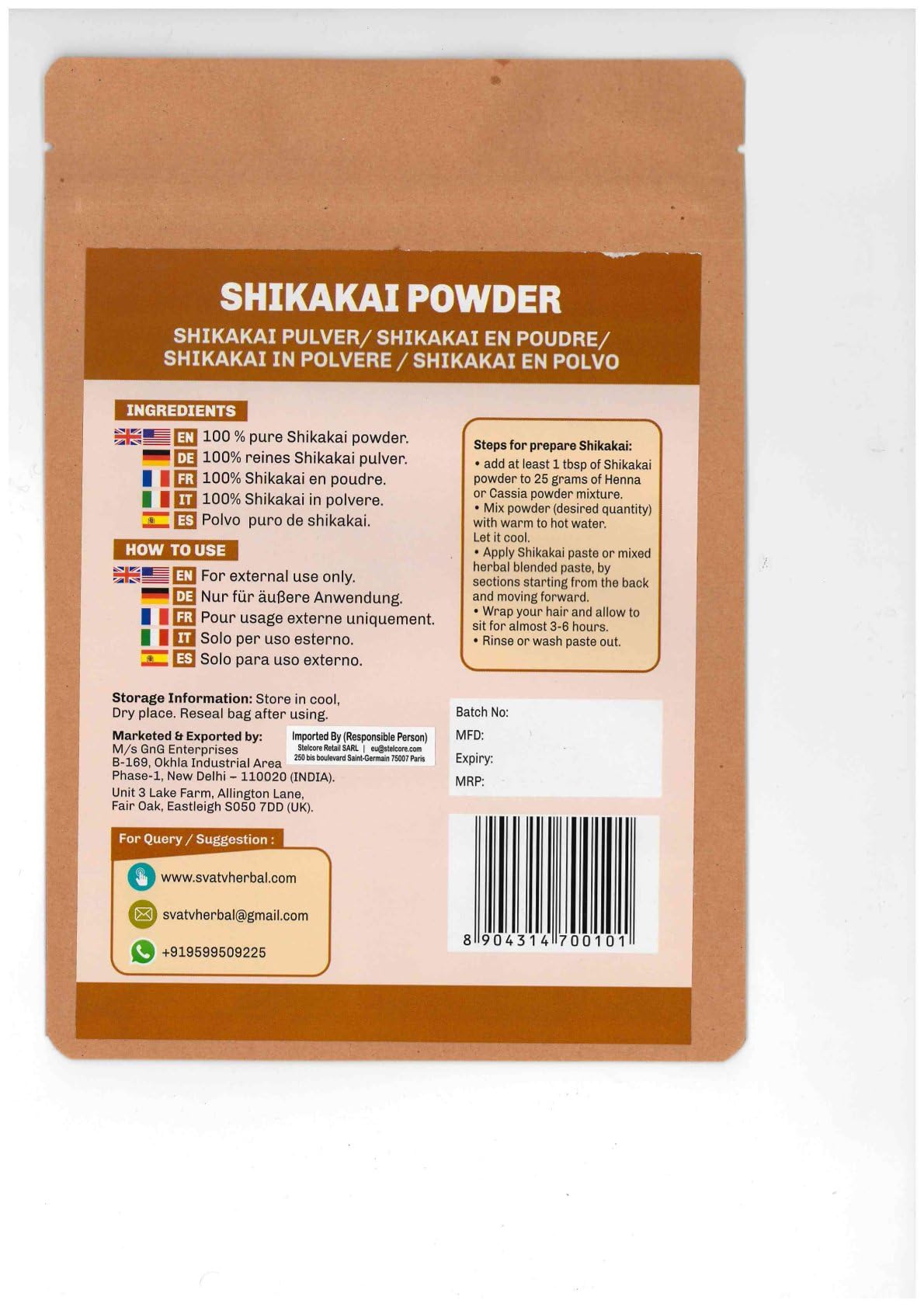 SVATV Shikakai Powder (Acacia Concinna) Natural Hair Growth & Ayurvedic Hair Mask Strengthens Hair - 227grams