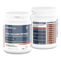 PRIMEdge Collagen Powder, Tasteless, Grass Fed, Collagen Peptides Supplement for Skin, Hair, Joints and Nail Support, Including 8 Essential Amino Acids (Type I, III), Halal & Kosher, 300g (30 Doses)