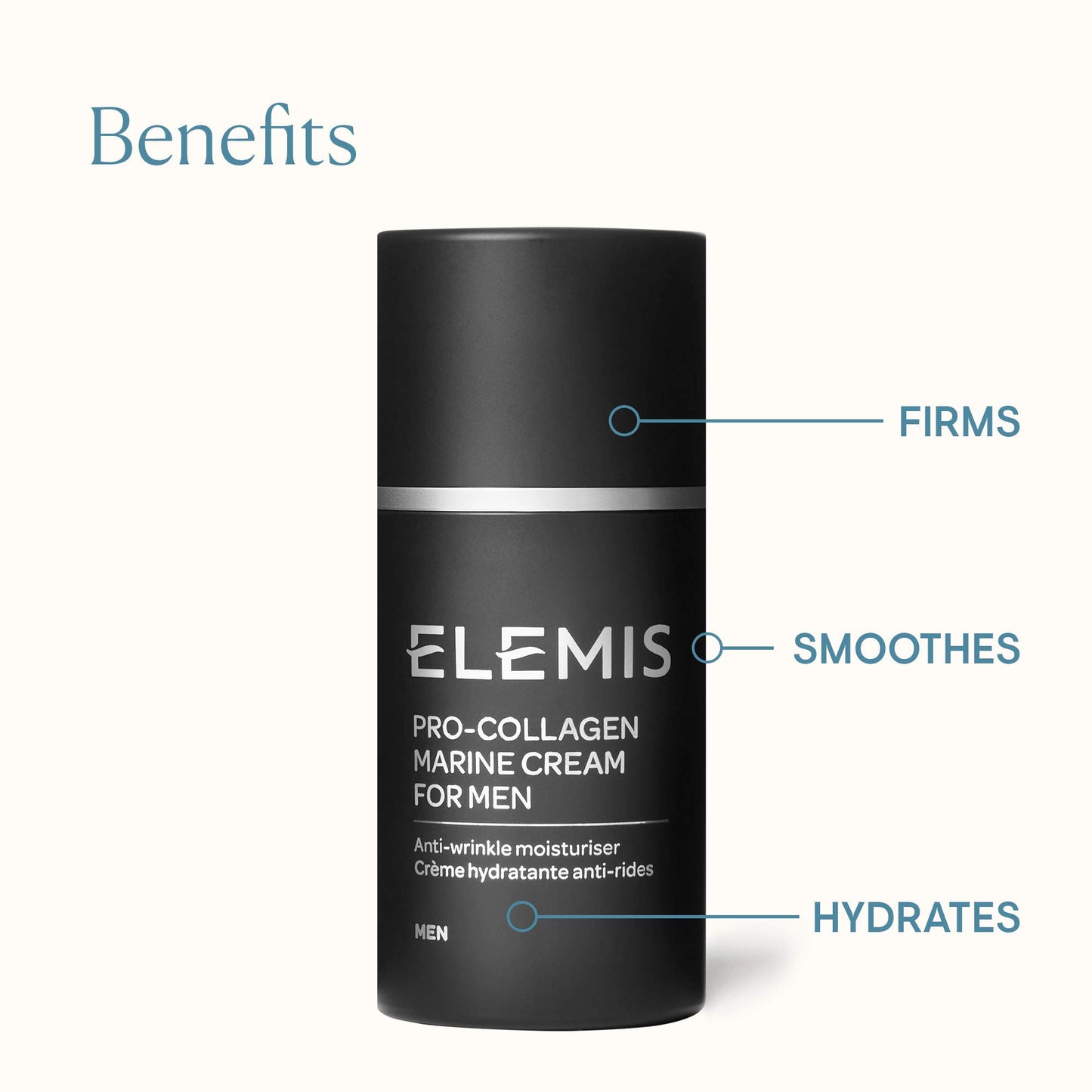 Elemis ELEMIS Pro-Collagen Anti-Wrinkle Moisturiser for Men, Anti-Ageing Face Cream with Padina Pavonica, Ginkgo Biloba & Abyssine, Hydrating Face Moisturiser to Firm & Smooth, Men's Day Cream, 30ml