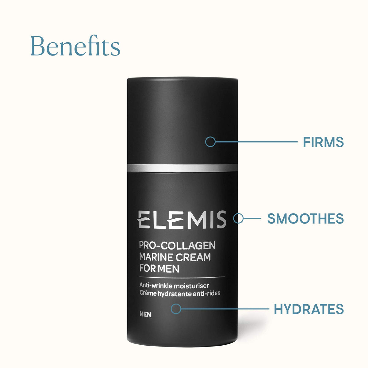 Elemis ELEMIS Pro-Collagen Anti-Wrinkle Moisturiser for Men, Anti-Ageing Face Cream with Padina Pavonica, Ginkgo Biloba & Abyssine, Hydrating Face Moisturiser to Firm & Smooth, Men's Day Cream, 30ml