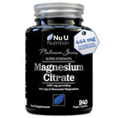 Magnesium Citrate 1480mg - 240 Vegan Capsules - 4 Month Supply - Providing 444mg Elemental Magnesium - Magnesium Capsules not Magnesium Tablets - High Strength Magnesium Supplement
