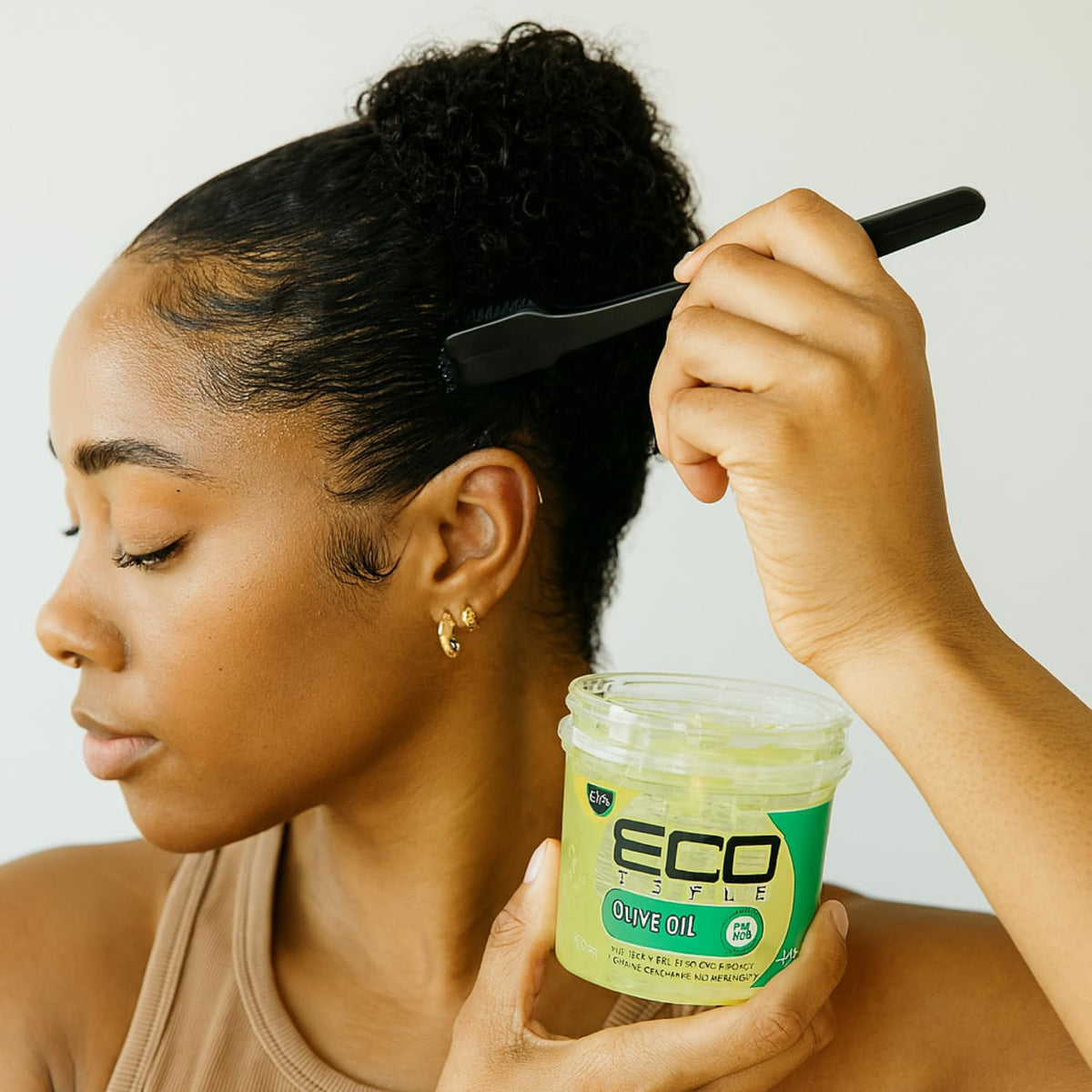 Neneh Tayyiba Styling Gel Bundle – Eco Styler Gel & Edge Control Set | Perfect Curl & Slick Back Hair Gel for Women | 3pc Brush + 2 Duck Bill Clips | Aloe Vera Organic Hold for Curly Hair, Braids & Edges