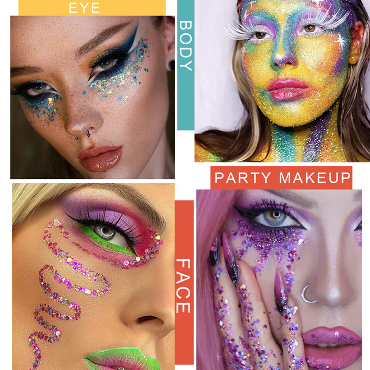 Mysense 30 Colors Glitter Eyeshadow Palette,Party Diamond Pressed Pighmented Mineral Ultra Makeup Shimmer Sequined Palette,Long Lasting Waterproof Eye Shadow Power (2 pcs)