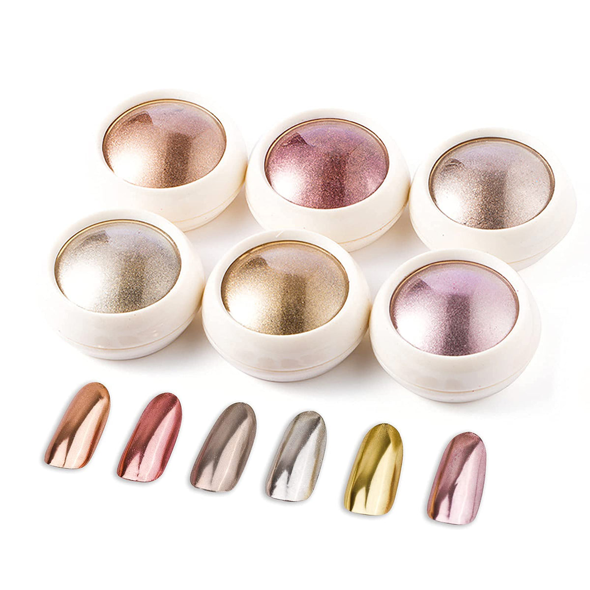 BISHENGYF 6 Box Rose Gold Chrome Nail Powder, Metallic Nail Art Pigment Powder Set, Shiny Nail Glitter Powder with Magic Mirror Effect for Nail Art Design Decoration.