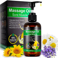FSLHCY Massage Oil for Sore Muscle, Joint Pain Relief, 250ml Massage Oils for Massage Therapy Relaxing Moisturizing Body Oil for Men and Women