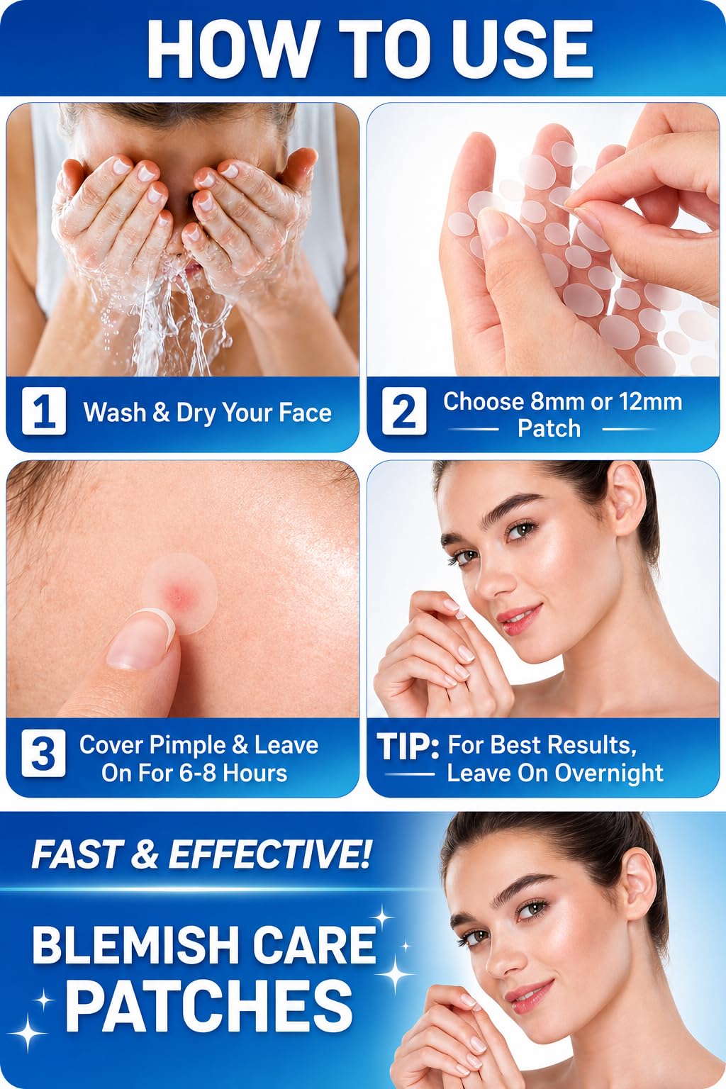 Aslaz Acne Patches (180 Counts) with Salicylic Acid & Tea Tree Oil Hydrocolloid Spot Patch for Face Invisible Overnight Pimple Patches Zit Dressing Cover Instant Blemish Stickers for Breakouts