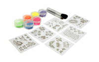 Buzz Toys Body Art Tattoos - Glow – Neon Glitter Tattoo Kit with 6 Bright Colours, Long-Lasting Temporary Body Art for Kids & Adults, Easy to Apply