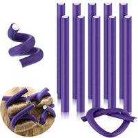 JEOPKO 10 Pcs Flexible Curling Rods, Flexi Rods for Hair, Twist Foam Hair Rollers Soft Foam No Heat Hair Rods Rollers Curlers for Women Girls Long and Short Hair (Purple)
