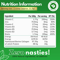Natures cure Premium Collagen Powder Complex – Bovine Collagen Peptides 450g- Enriched with Essential B Vitamins, Vitamin C, Zinc & Biotin – Pure Hydrolysed Collagen Supplement – by Natures Cure
