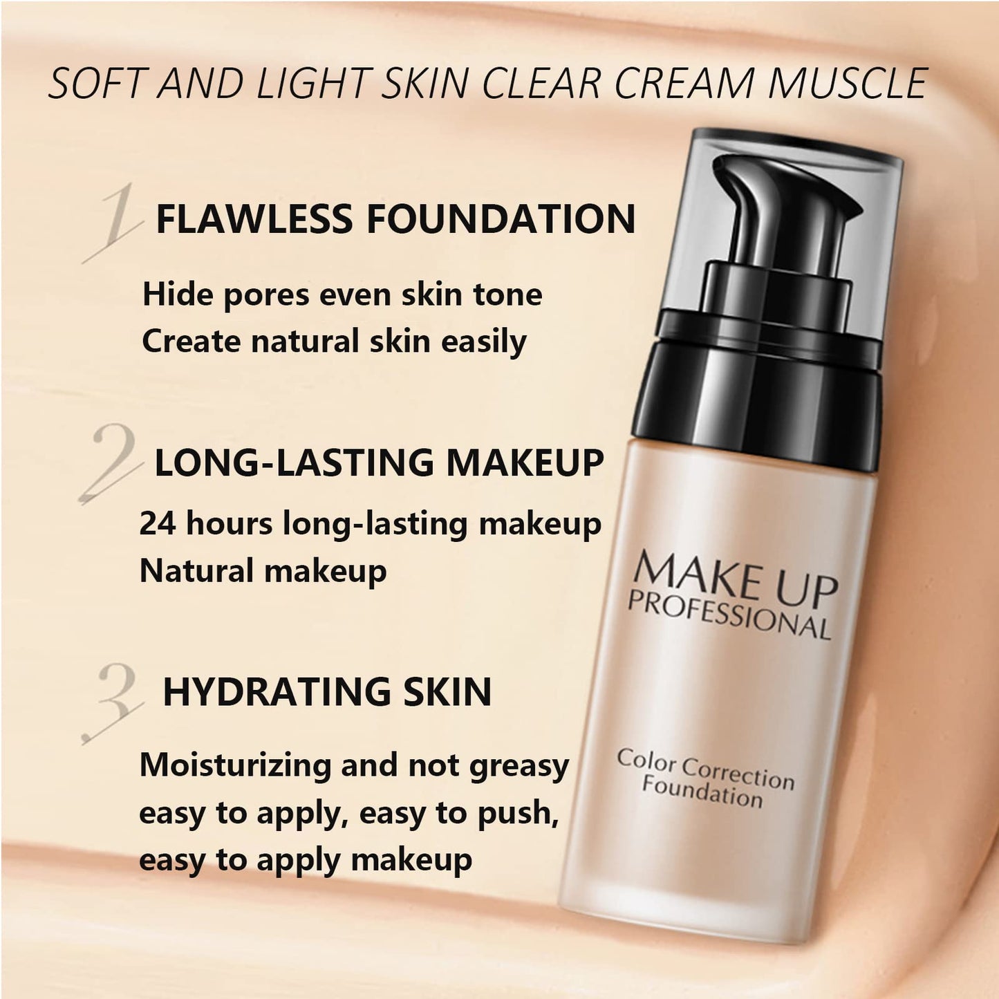 Colour Changing Foundation,Makeup Foundation, Face Foundation Full Coverage Moisturizing Waterproof Long Lasting Makeup Base Natural Coverage Foundation For Mature Skin