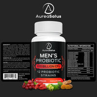 AureaSalus Probiotic for Men, 500 Billion CFU 12 Strains, Men's Probiotic with Cranberry, Turmeric, Goji Berry, Probiotics for Gut & Digestive Health, Gluten and Dairy Free, 60 Capsules (60 Count (Pack of 3))