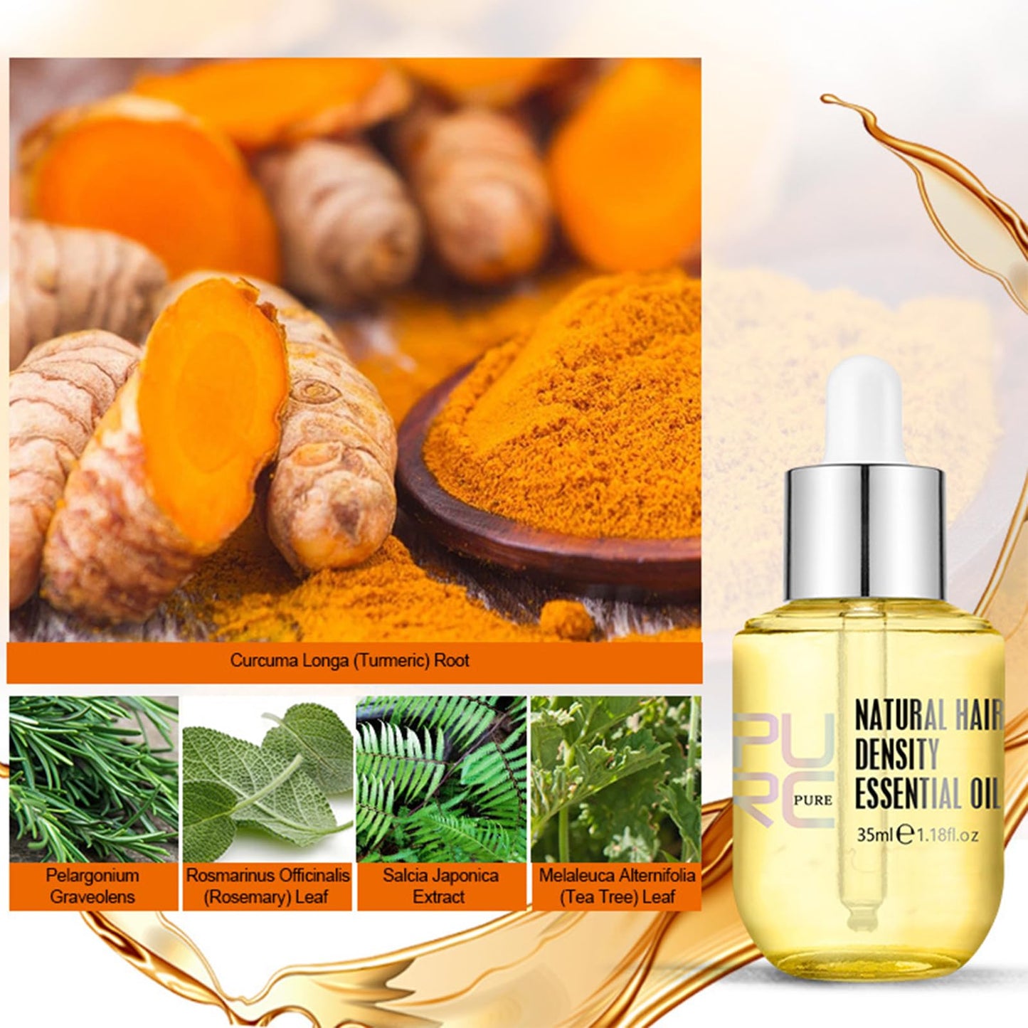 Hair Growth Serum Anti Hair Loss Hair Serum Ginger Regrowth Hair Oil For Thinning Balding,Thin Hair,Fast Growth,Repairs Follicles Stronger Hair For Men & Women,35ml (1pc)